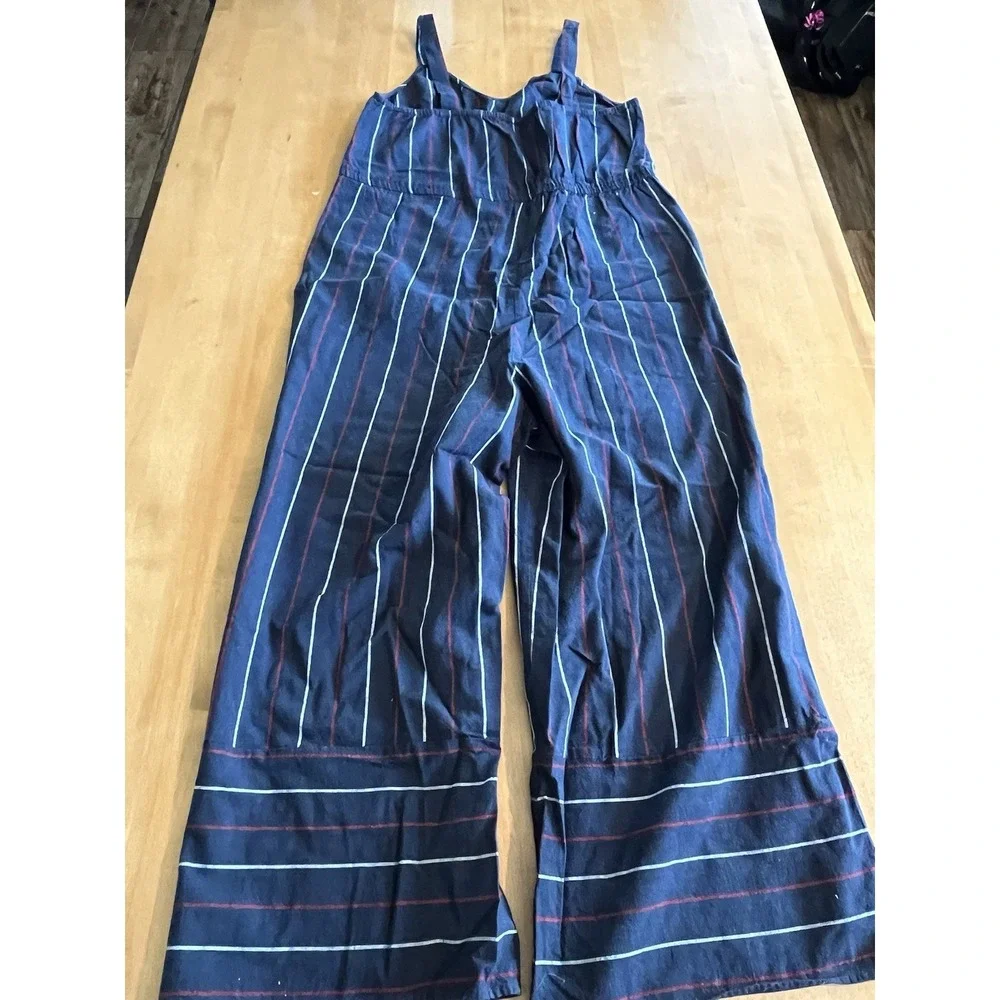 Universal Thread Jumpsuit Women's Sz M Blue White‎ Red Striped 100% Cotton